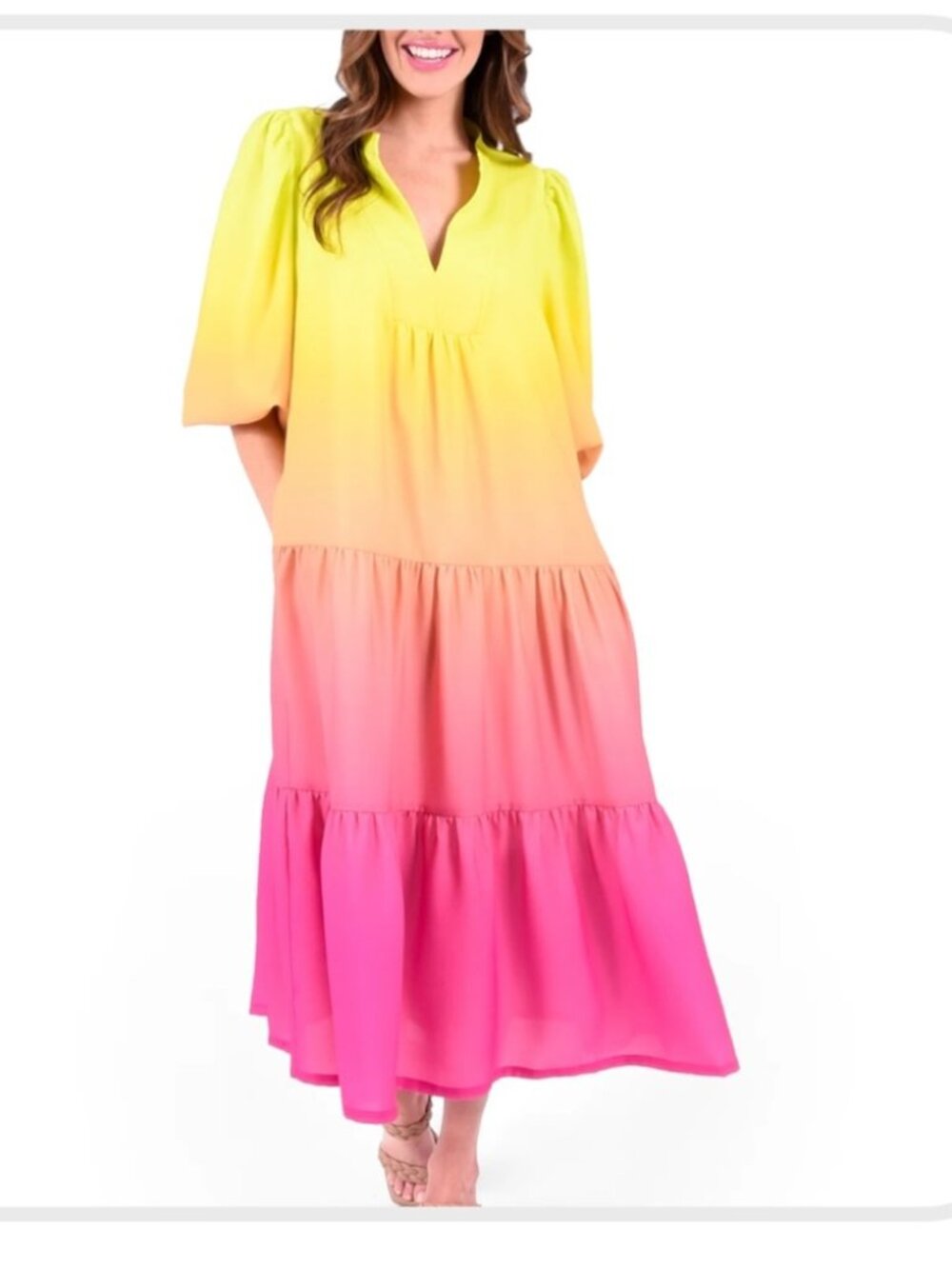 Emily McCarthy Delilah Midi Sunset Ombre Dress Size XL